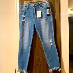 High rise crop skinny jeans